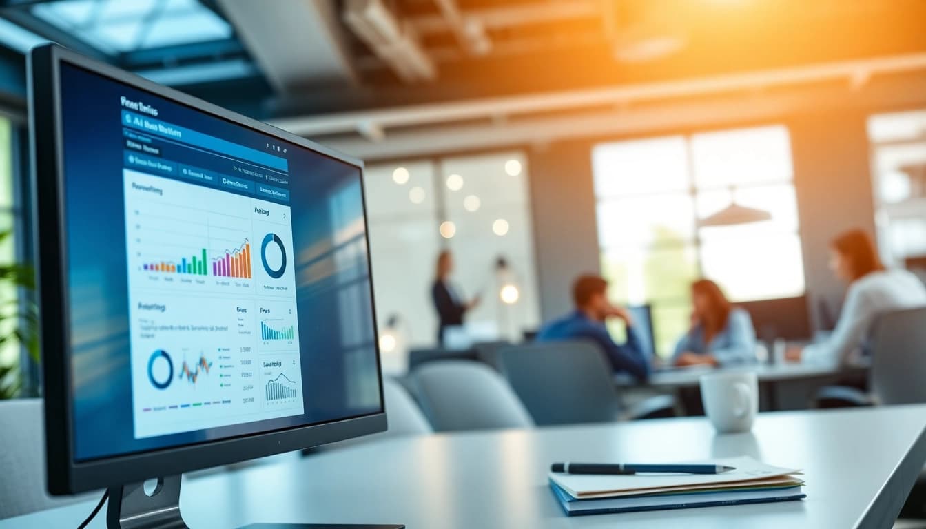 View of an engaging AI testing platform interface on https://www.benchbot.ai, demonstrating analytical capabilities in a modern office.