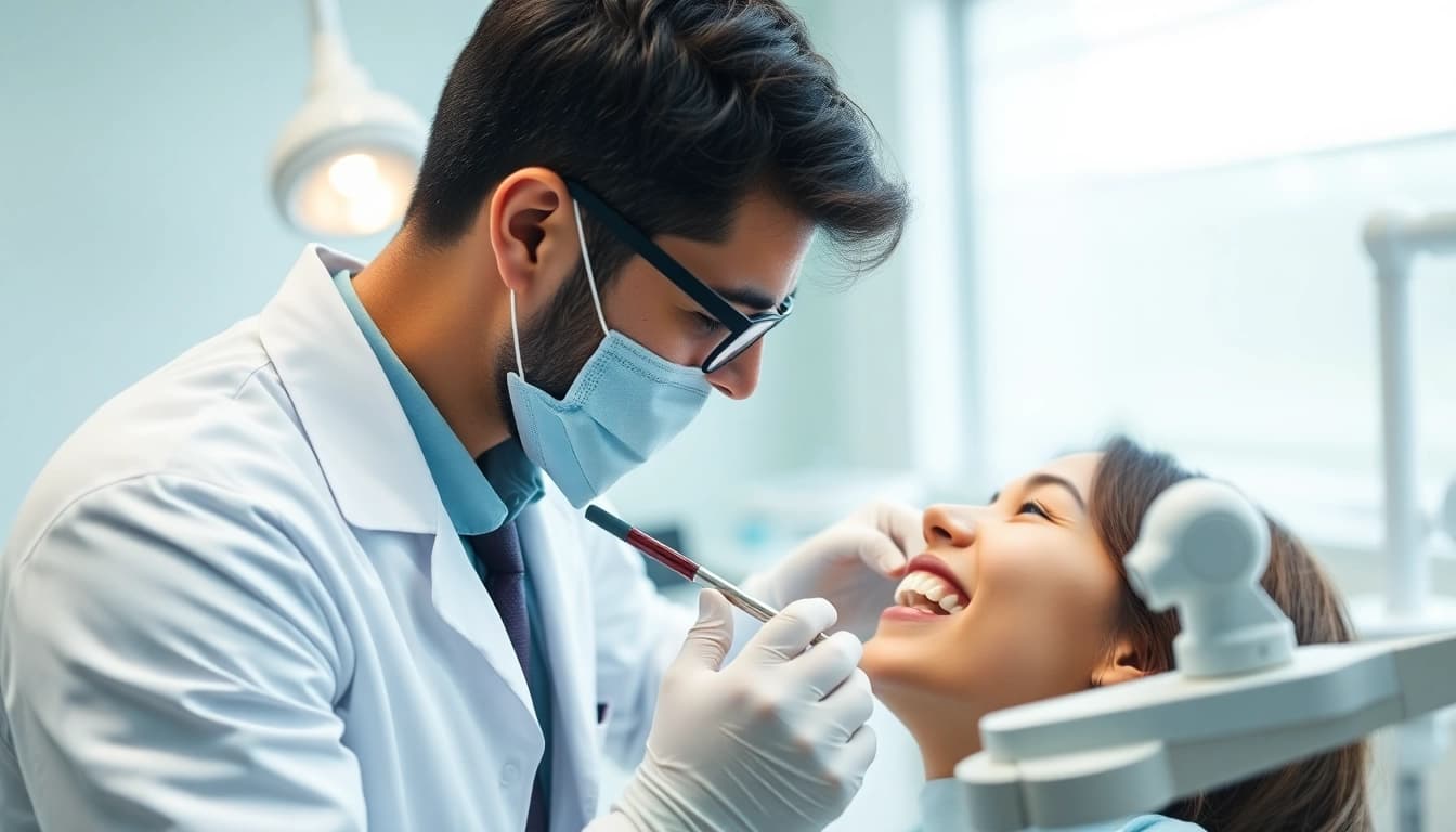 Orthodontist Edmonton providing patient care in a modern dental clinic.