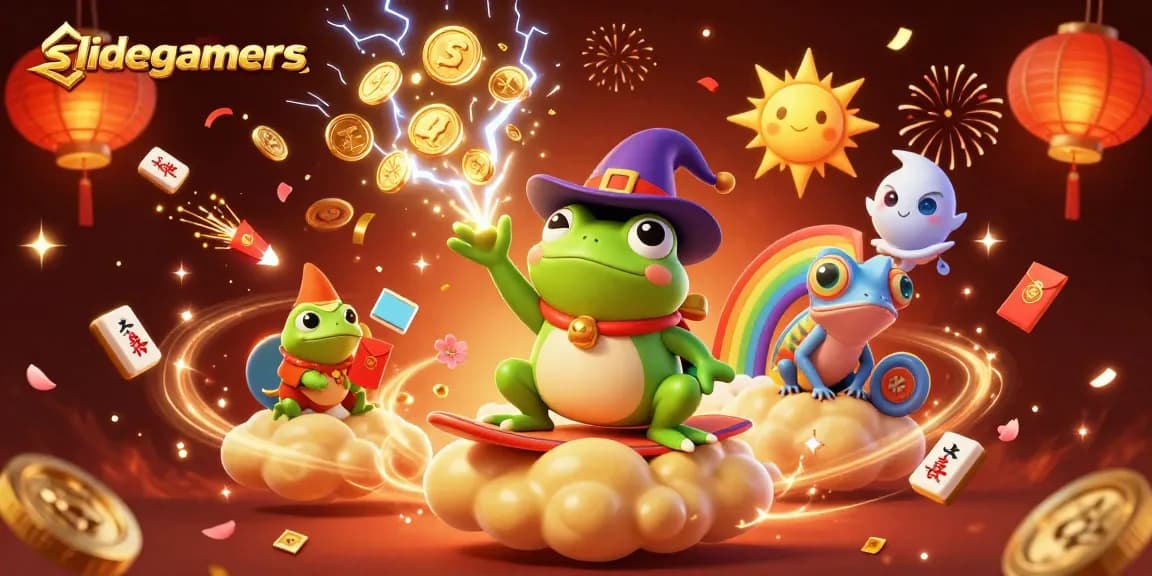 Experience thrilling gameplay with slidegamers amid golden coins and colorful characters.