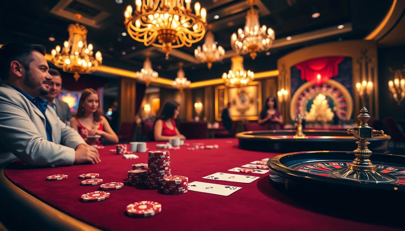 Engaged players at Jun 88's luxurious poker table, enjoying high-stakes action.