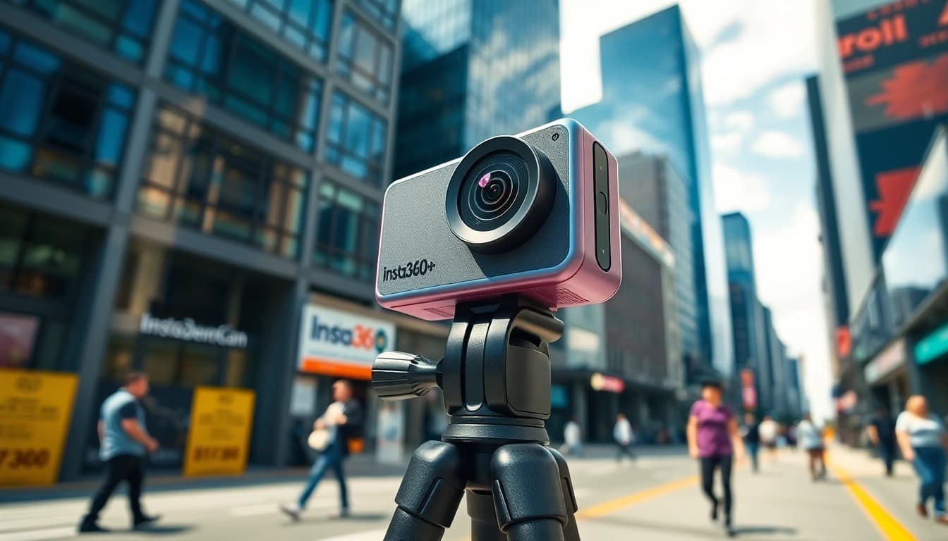 Capture stunning moments with the Insta360 camera in an urban setting.