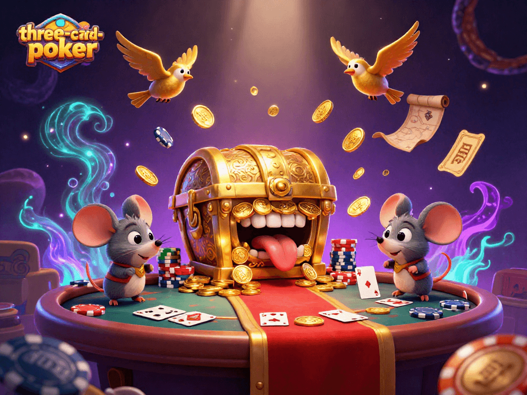 Engage with three-card-poker as adventurer mice are lured by treasures and fun gameplay elements.