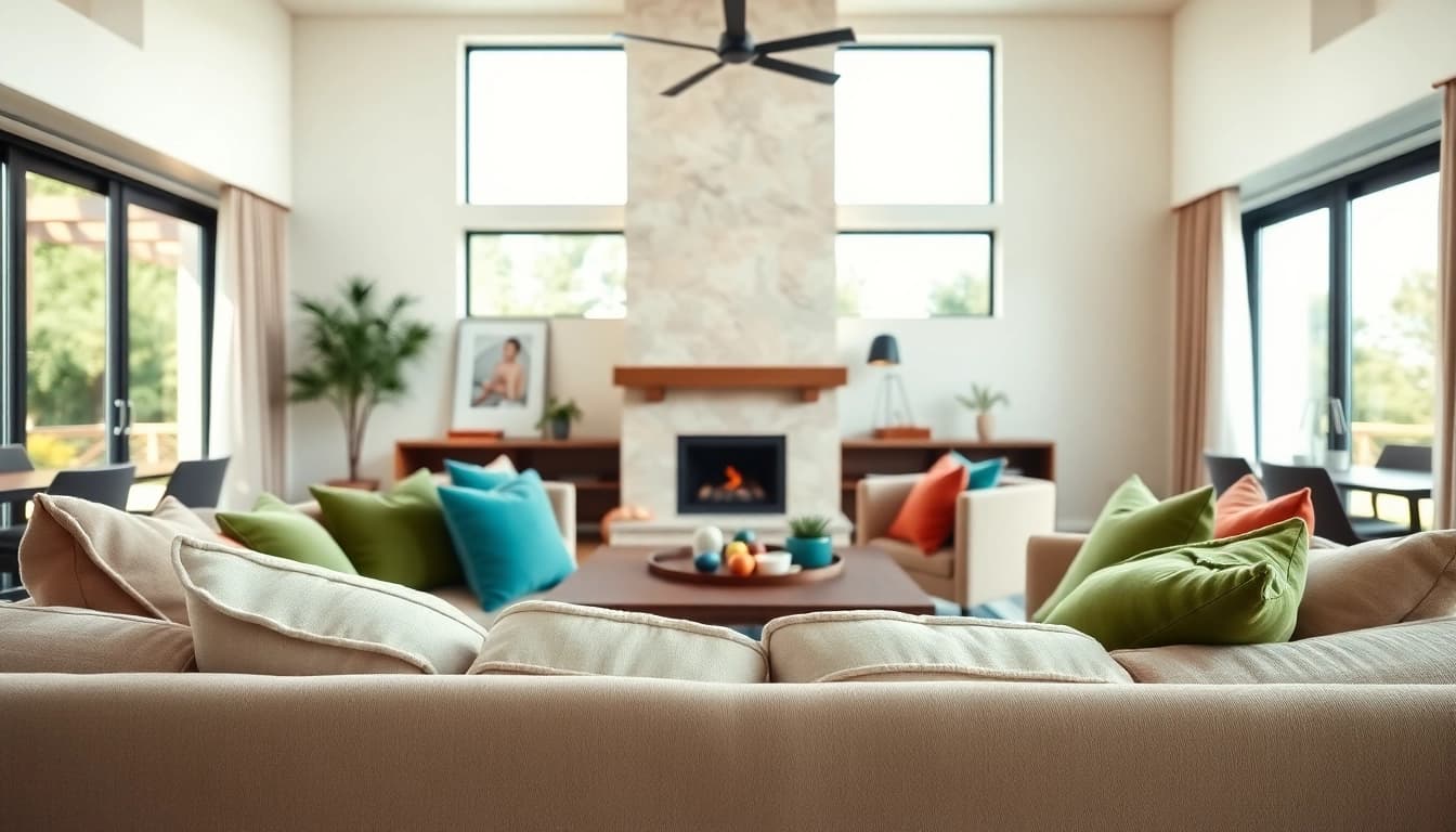 Home renovation showcasing a stylish and inviting living room with modern design elements.