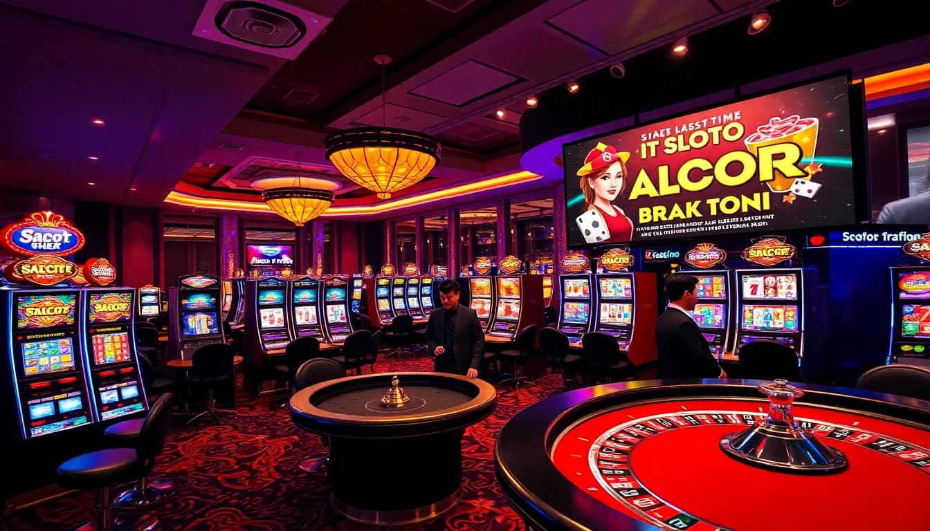 Experience the excitement of Slot Gacor Hari ini with colorful slot machines and casino atmosphere.