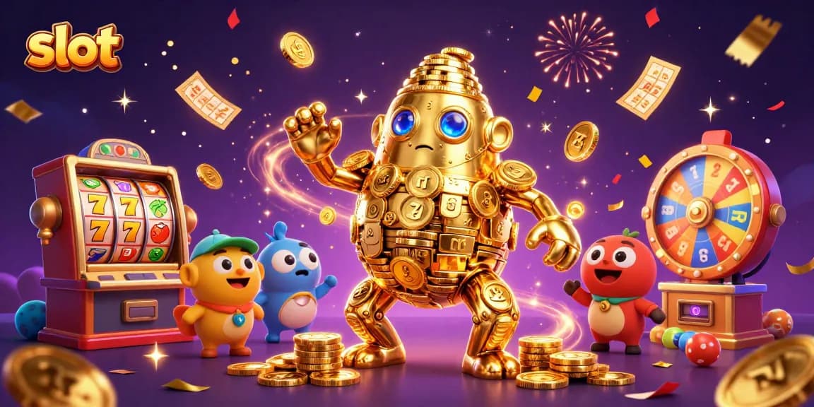 Engage with exciting slot games featuring a golden golem and lively symbols.