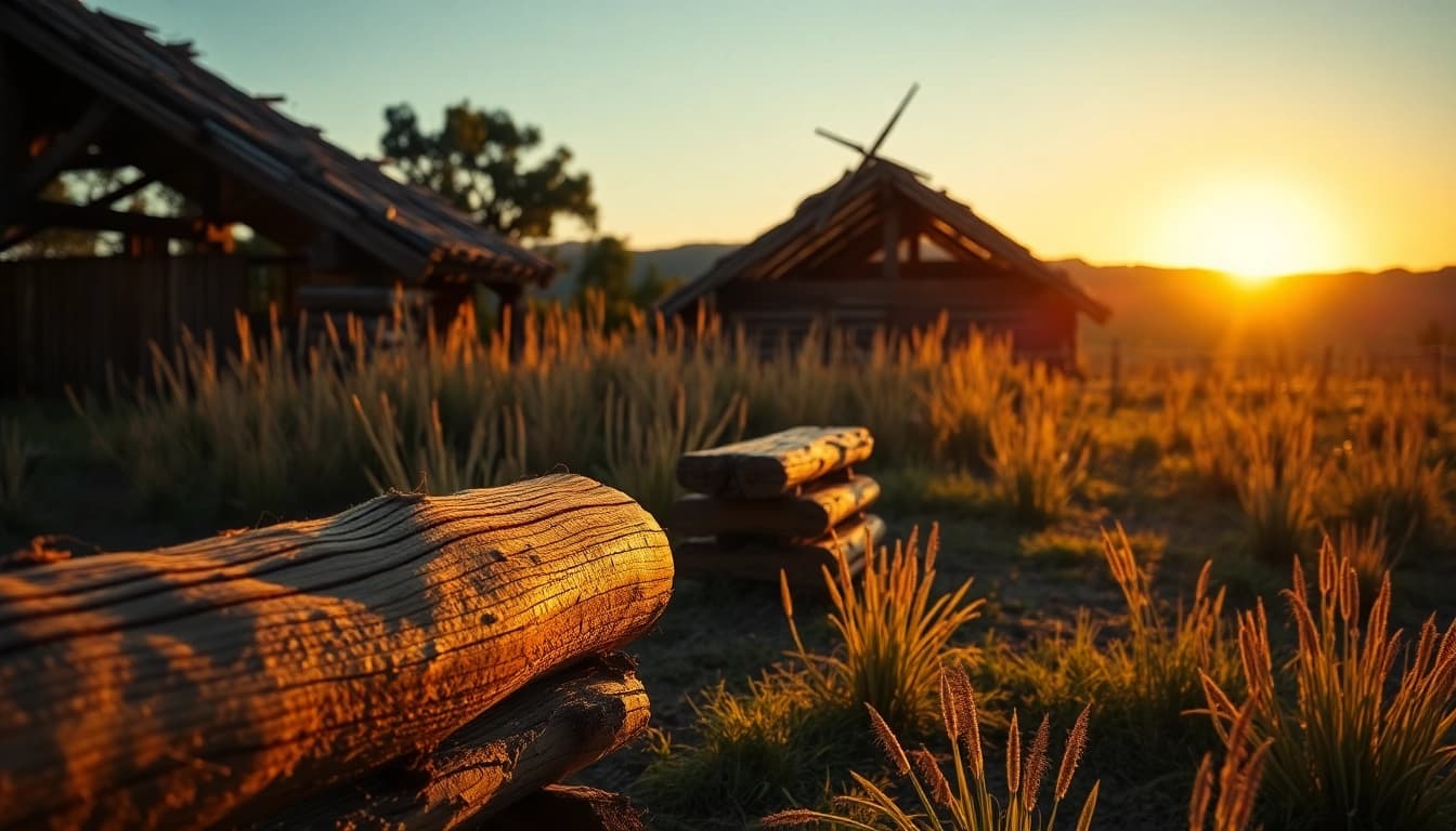 Colmenas de madera en un entorno natural, destacando la textura y el diseño rústico.