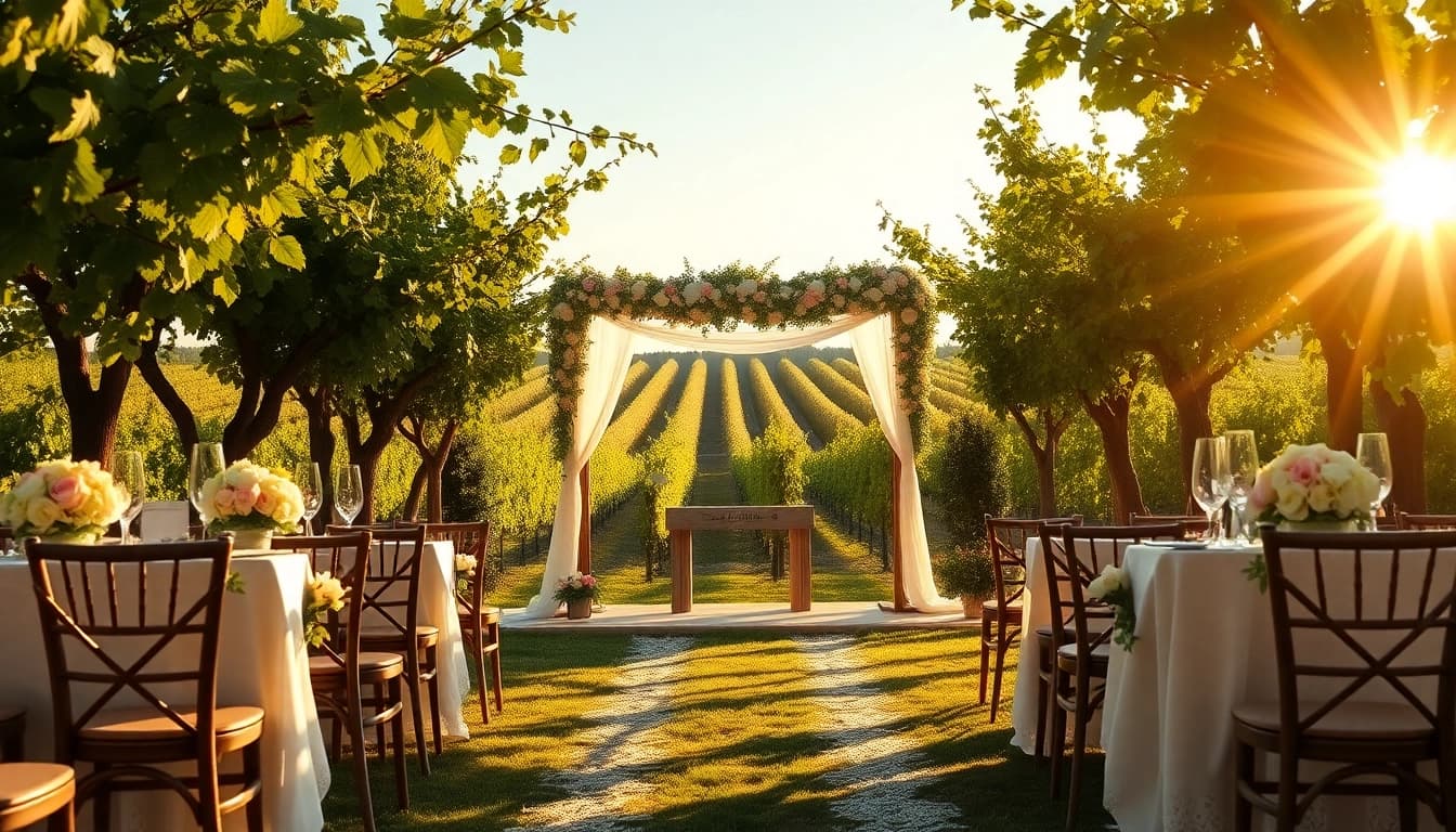 Captivating scene of a Clarksburg wedding ceremony amidst lush vineyards.