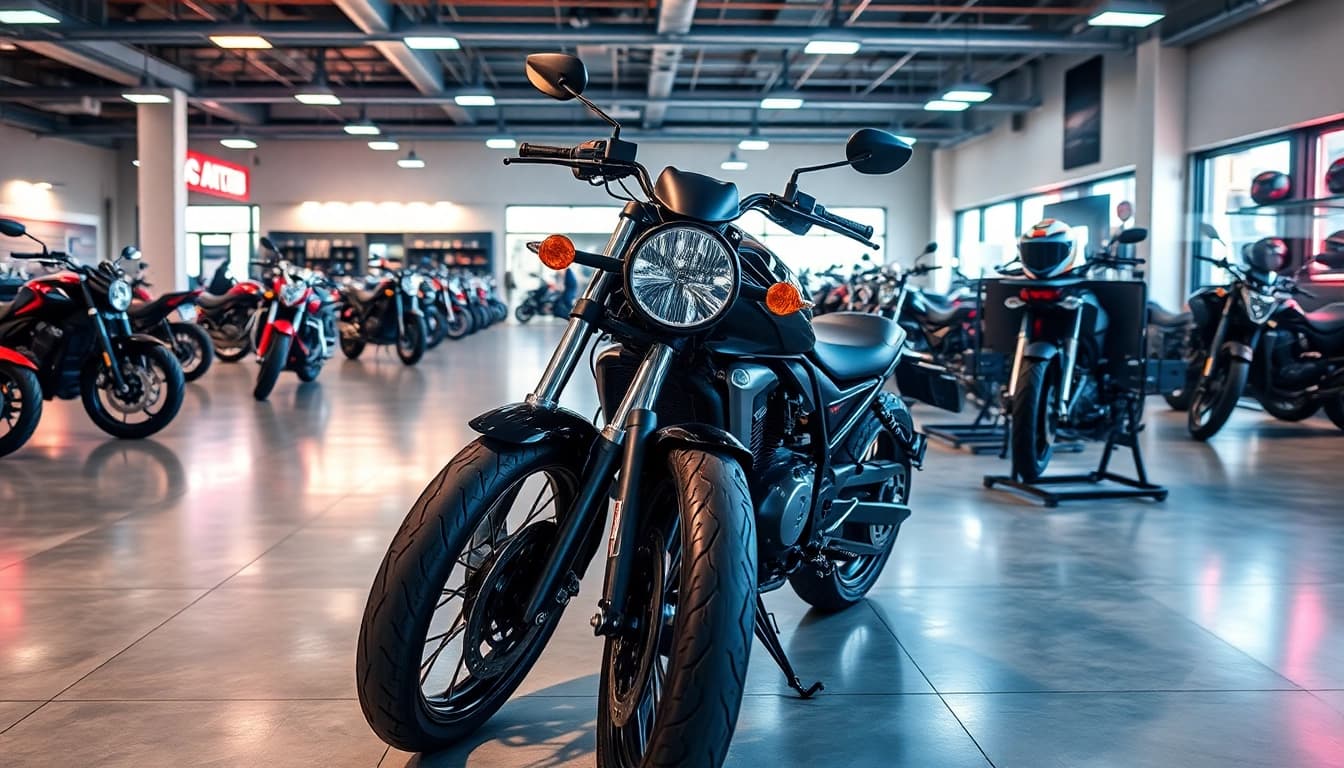 Wir kaufen dein motorrad in professionellem Motorradhandel mit modernen Modellen und einladender Atmosphäre.