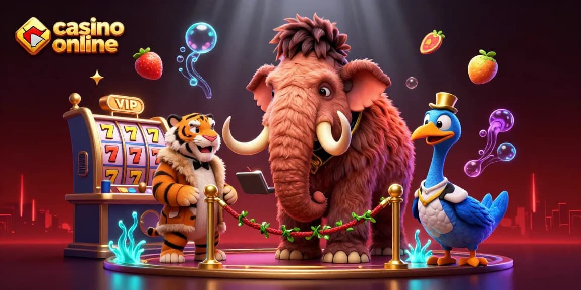Profitez de jeux dans un casino en ligne avec un bouncer mammouth, un VIP tigre et un portier oiseau.
