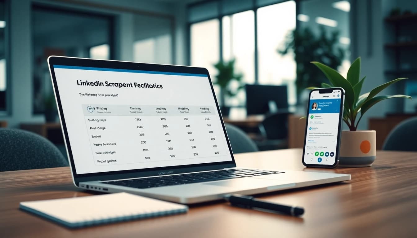 Explore linkedin scraper pricing features with an engaging digital workspace image.