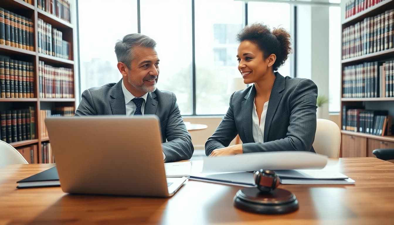 Consulting Houston Injury Attorney engaging with a client in a modern law office setting.