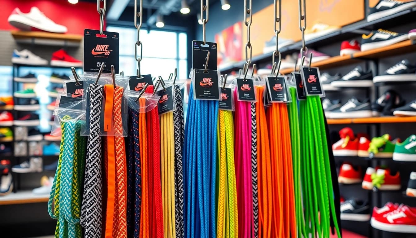 Showcase of wholesale shoelaces for sneaker shops with vibrant colors and styles.