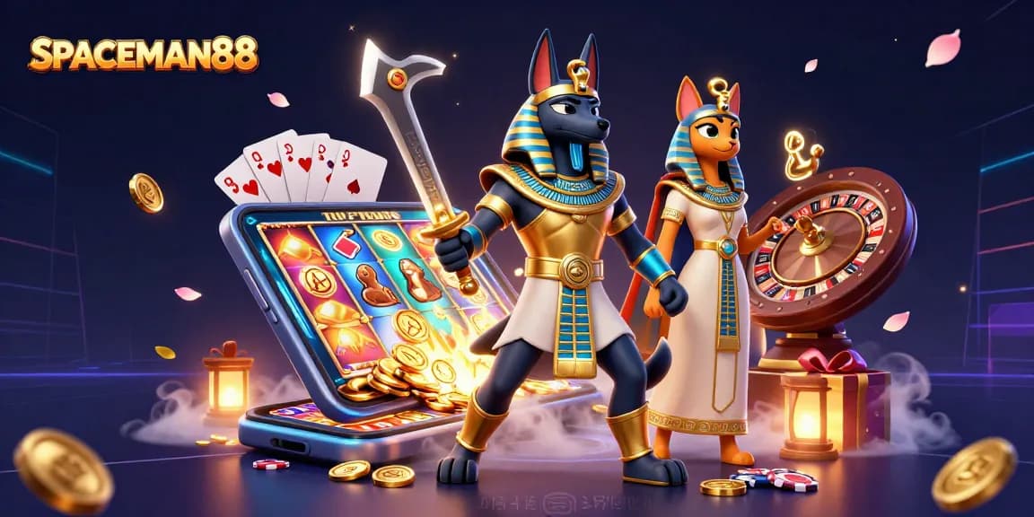 SPACEMAN88 showcases ancient Egyptian warriors amidst dynamic gambling elements, creating an immersive gaming experience.