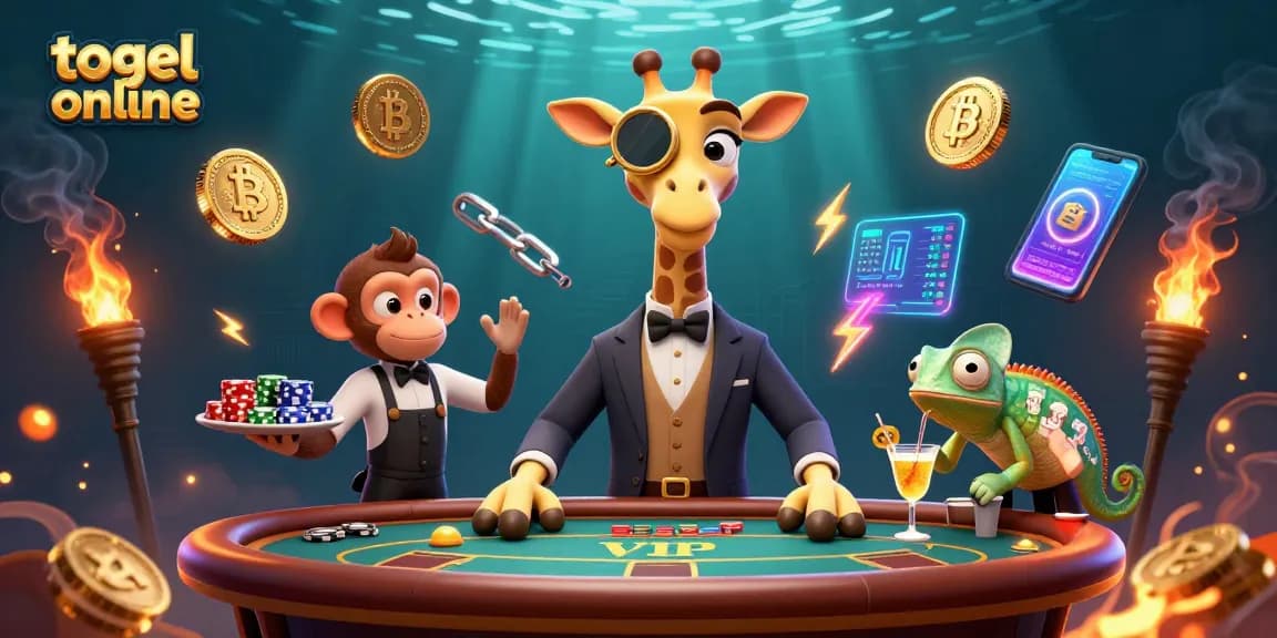 Engage with togel online fun featuring vibrant 3D giraffe and monkey characters in an exciting casino scene!