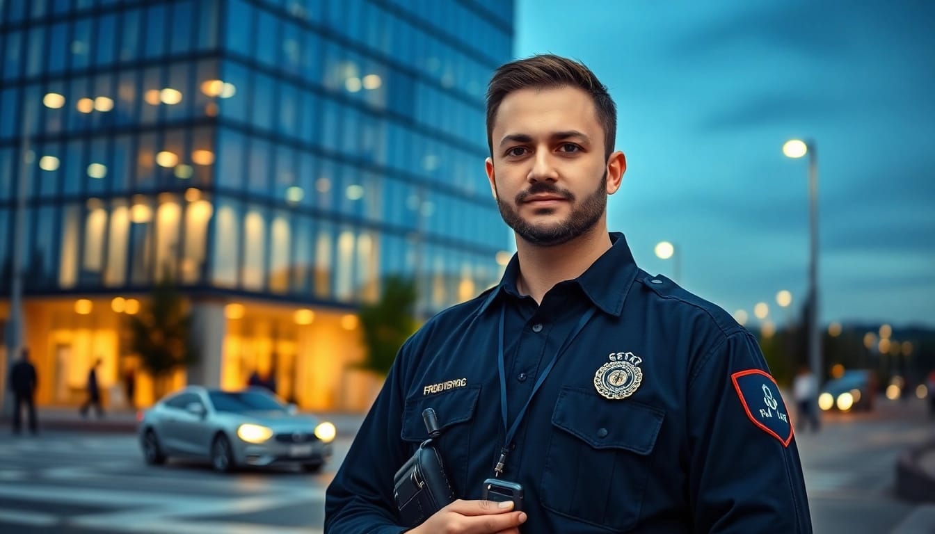 Guard showcasing Security Services Fredericksburg in an urban environment.