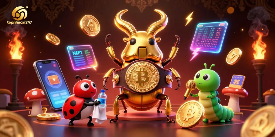 Engage with topnhacai247 at this thrilling 3D crypto casino showdown featuring colorful characters.