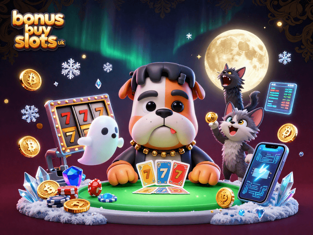 Experience the thrill of bonus buy slots uk with this engaging illustration featuring unique casino characters.