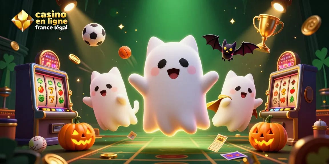 Afficher un casino en ligne légal en France via un chat fantôme amusant et des éléments de jeu captivants.