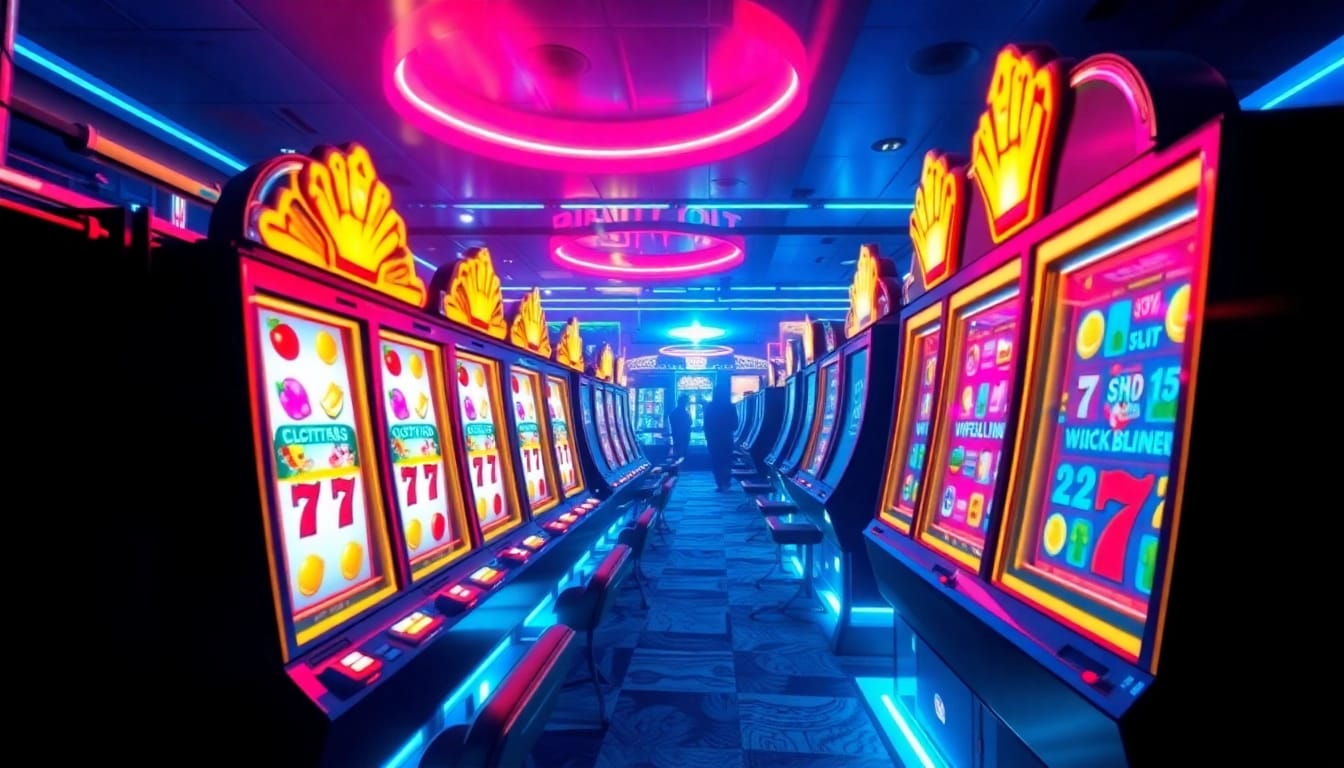 Rasakan kegembiraan Birutoto dengan lingkungan permainan slot digital yang dinamis, menampilkan gulungan animasi dan warna neon.