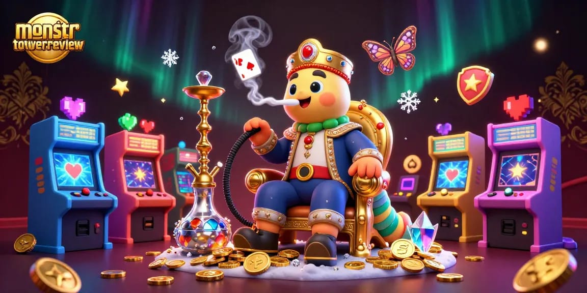 Watch as the caterpillar hookah-master spins poker symbols in a colorful gaming paradise at monstertowerreview.
