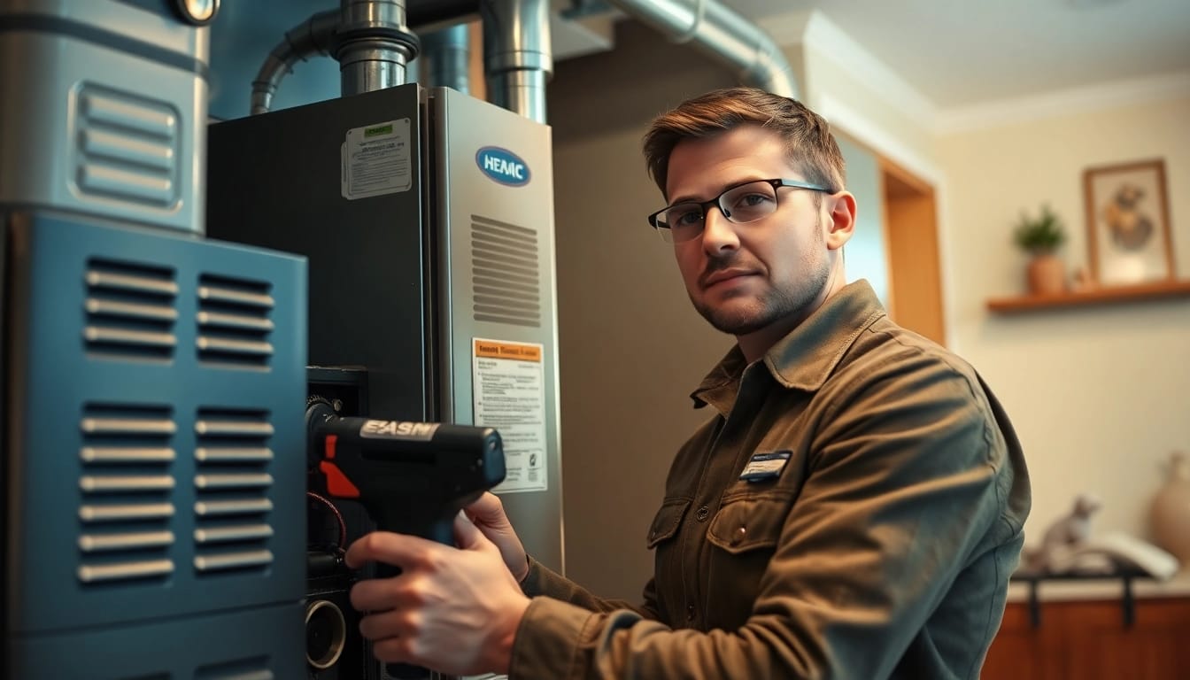 Expert conducting gas furnace repair lewisboro with a professional approach in a residential setting.