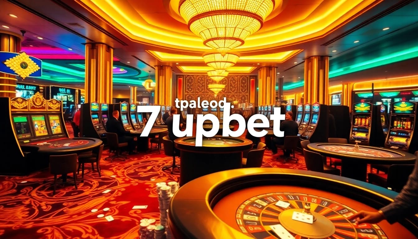 Experience the thrill of online gambling with 7upbet, featuring vibrant casino tables and engaged players.