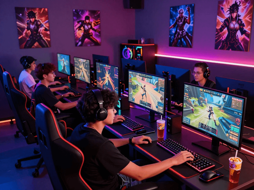 Players enjoying an exciting hentai game experience in a vibrant gaming setup.