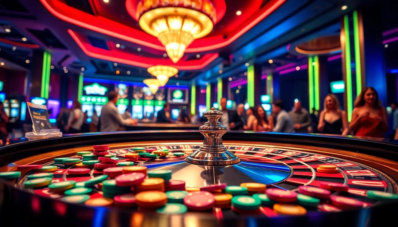Permainan roulette di bbni4d dengan chip berwarna-warni dan suasana penuh energi.