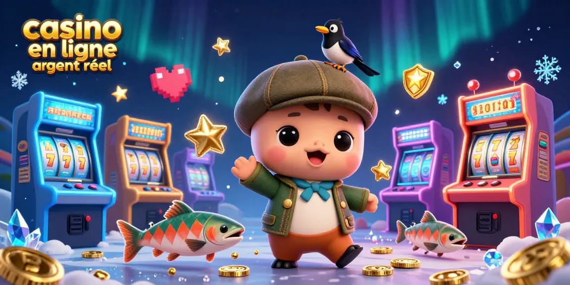 Visitez notre image dynamique sur les jeux de casino en ligne argent réel avec des machines à sous et un décor coloré.