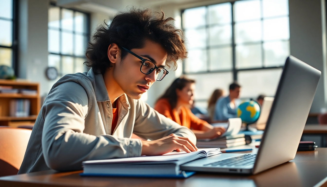 Hire someone to take lsat for you with a focused student studying in a vibrant classroom.