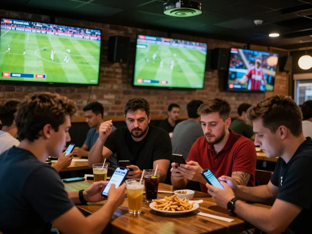 Socolive fans actively engaged in soccer betting during live match screenings, showcasing excitement and strategy