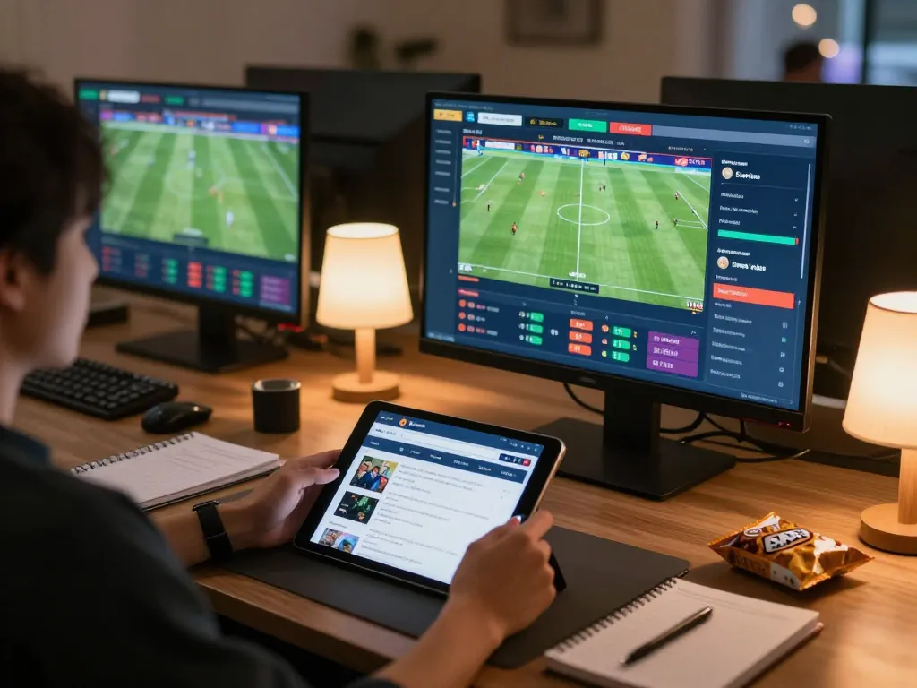 BK8 sports betting app displayed on tablet while engaging in online gaming at home with friends