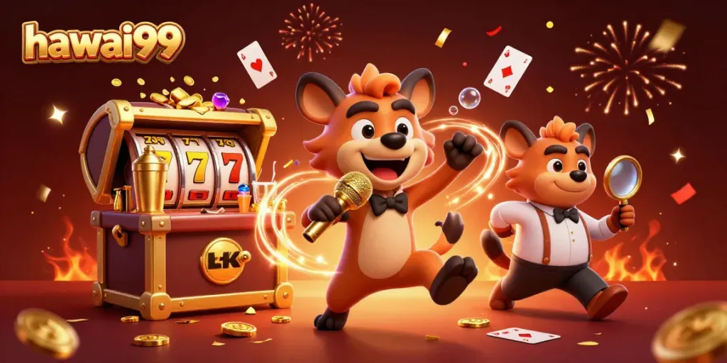 Join the fun at hawai99's casino club with lively hyenas performing and winning big!