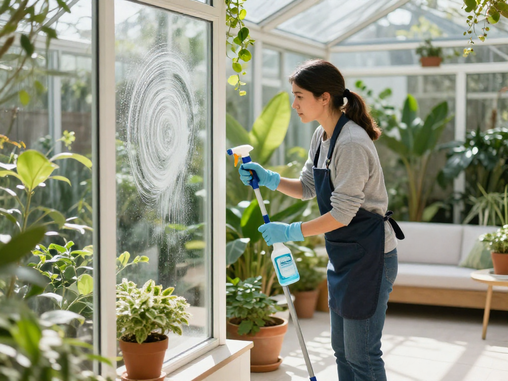 Professionelle Wintergartenreinigung Firma in Dortmund reinigt Glasflächen und Pflanzen für ein strahlendes Ambiente.