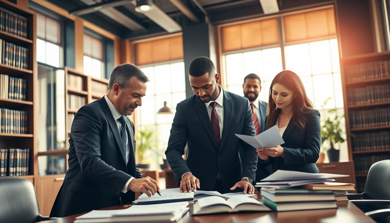 Attorneys collaborating at https://www.expertlawattorneys.com in a modern law office.