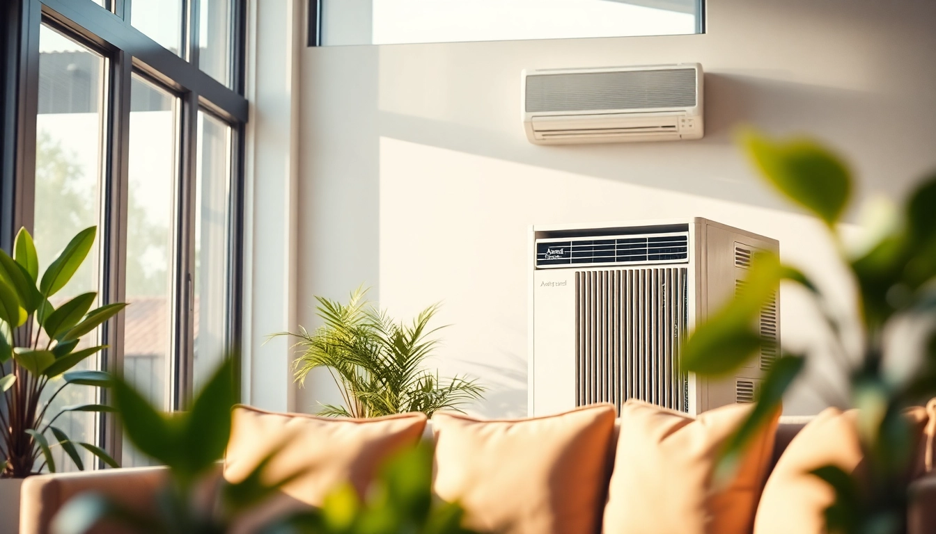 Air conditioning comfort with an American Standard air conditioner in a stylish living room.