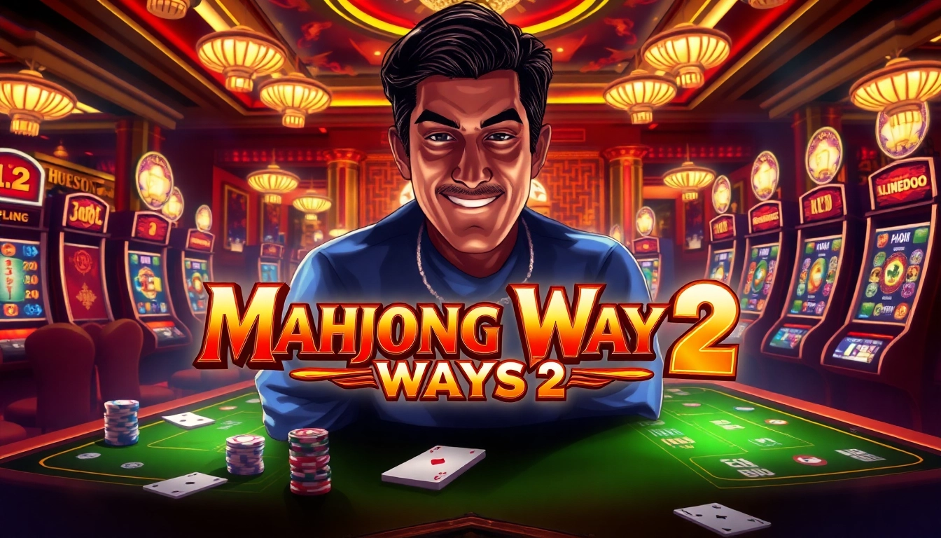 Berinteraksi dengan permainan slot Mahjong Ways 2 di lingkungan kasino mewah dengan gameplay yang dinamis.