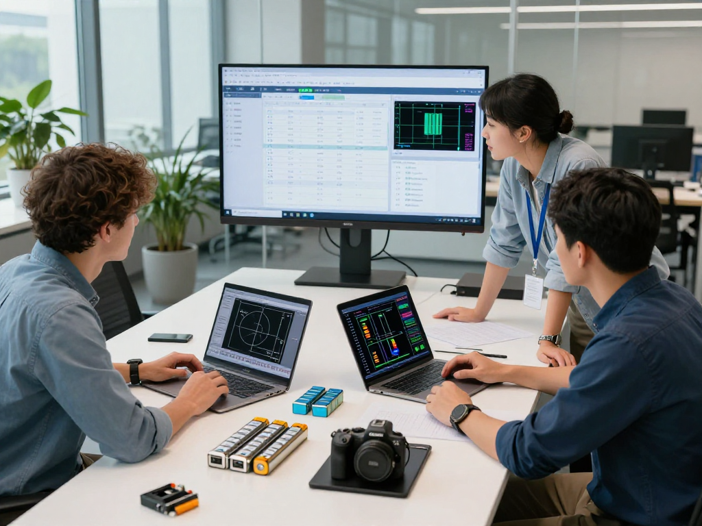 Engineer collaborating on OEM&ODM lithium battery solutions in modern workspace