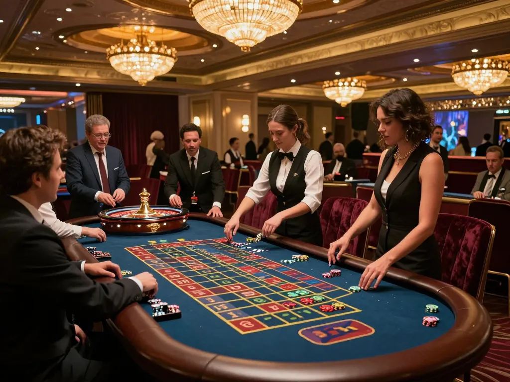 TG88 roulette table with active gameplay and excited players placing bets, enhancing the casino experience.