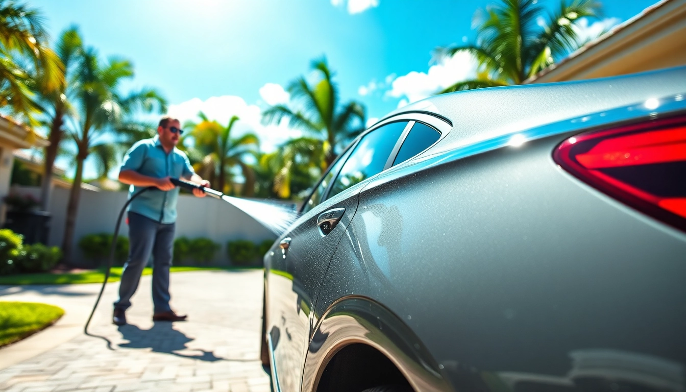 Experience exceptional mobile detailing Pembroke Pines with a professional technician servicing a gleaming vehicle.