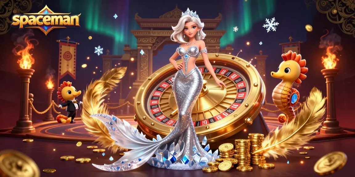 Spin the roulette wheel in this vibrant spaceman casino scene filled with excitement and charm.