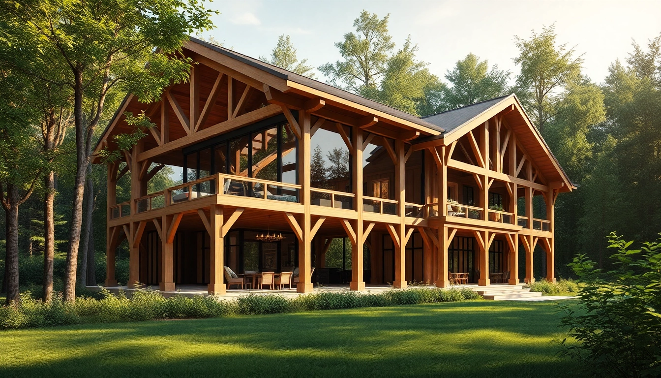 Showcasing a stunning Structural Timber Frame building against a vibrant natural backdrop.