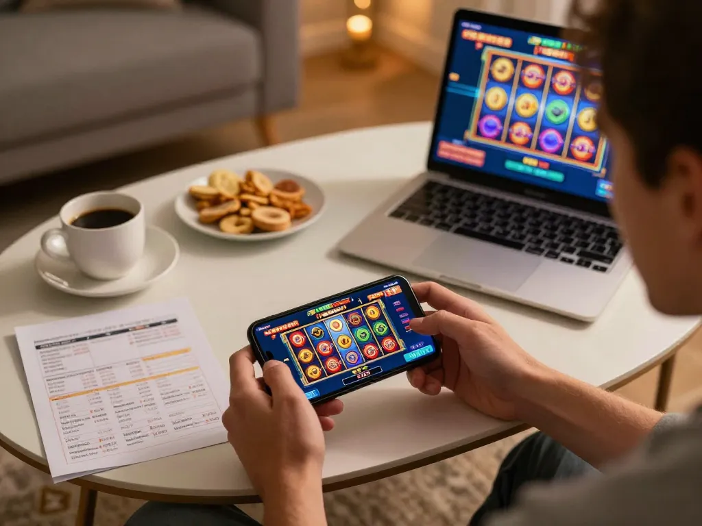 Player enjoying the 79 king casino app on smartphone while focusing on slot game strategy.
