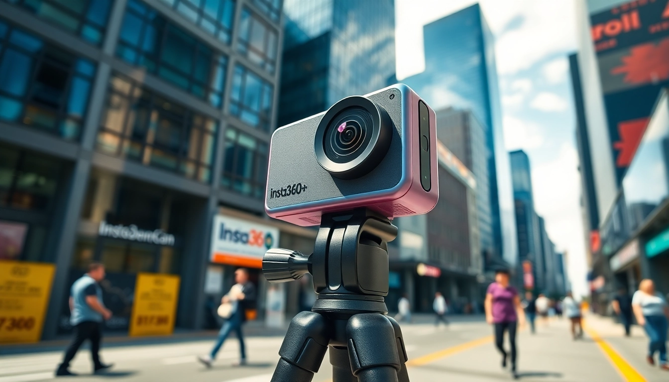 Capture stunning moments with the Insta360 camera in an urban setting.