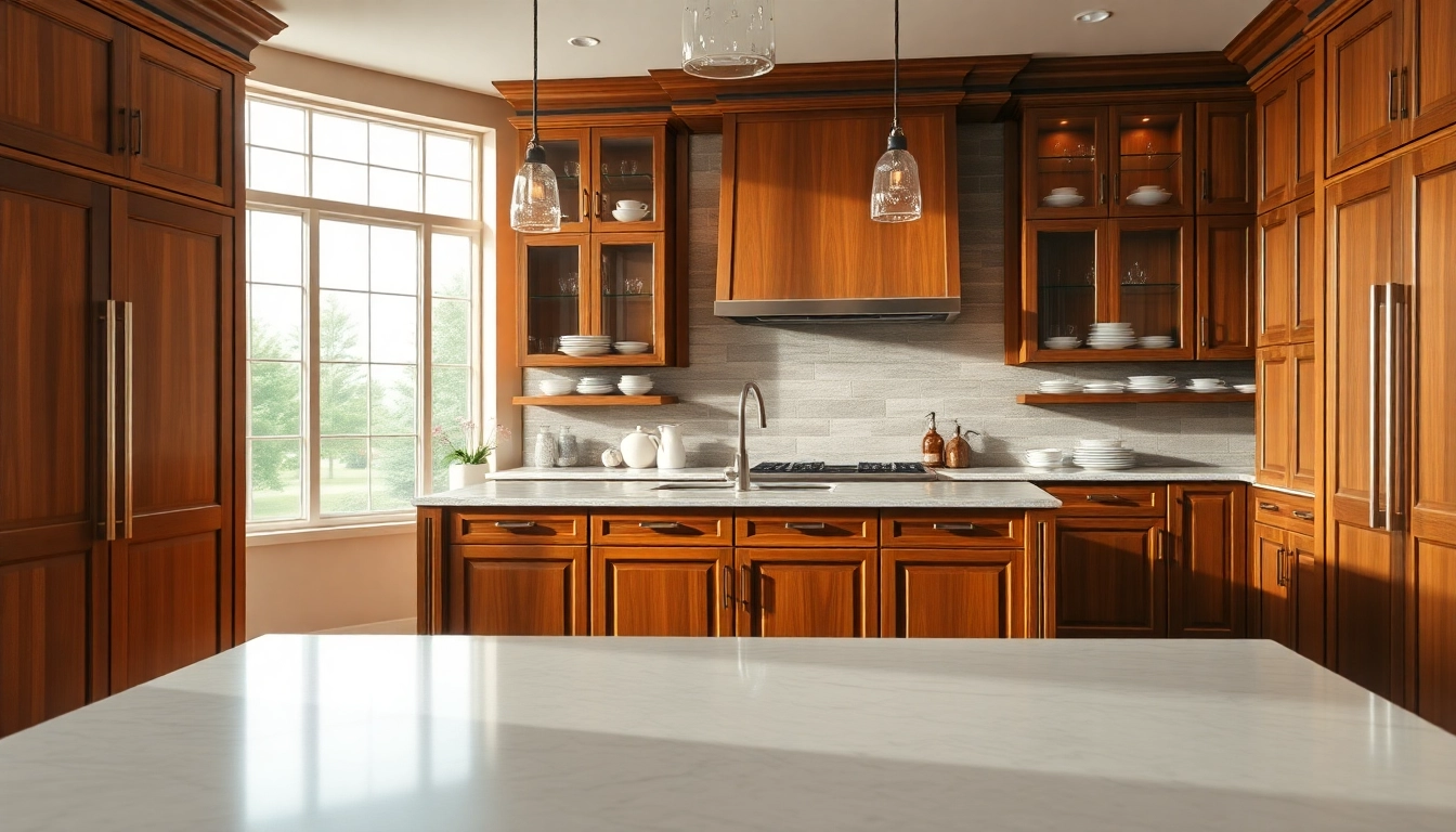 Custom cabinets near me enhance a kitchen's elegance with rich wooden textures.