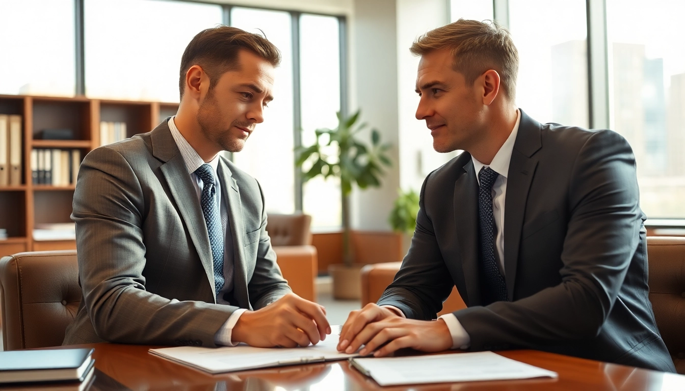 Consultation between a client and a New York City Injury Lawyer in a modern office setting