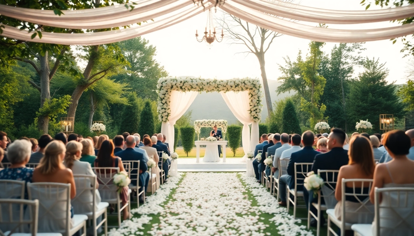 Gestalten Sie Ihre location hochzeit mit einer zauberhaften Zeremonie im Freien.