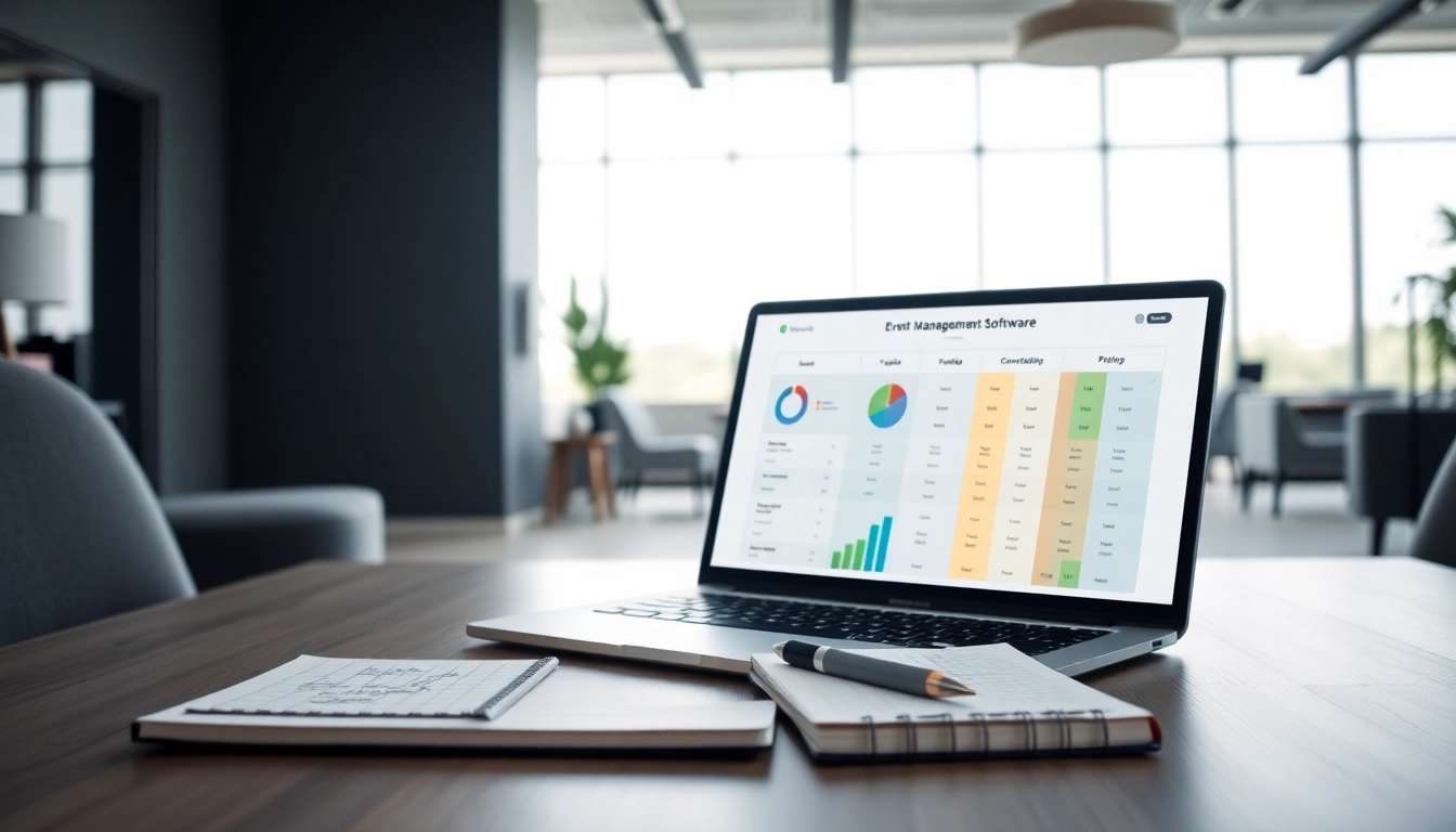 Explore event management software cost through a professional pricing guide with detailed digital elements.
