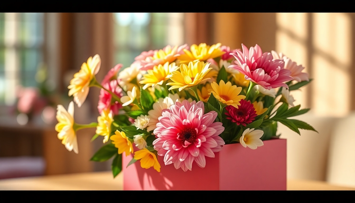 Presenting vibrant letterbox flowers beautifully packaged for delivery, showcasing freshness and elegance.