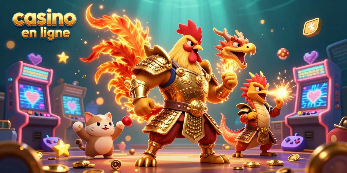 Explorez le meilleur des jeux au casino crypto en ligne avec un guerrier et un dragon dans un monde coloré.